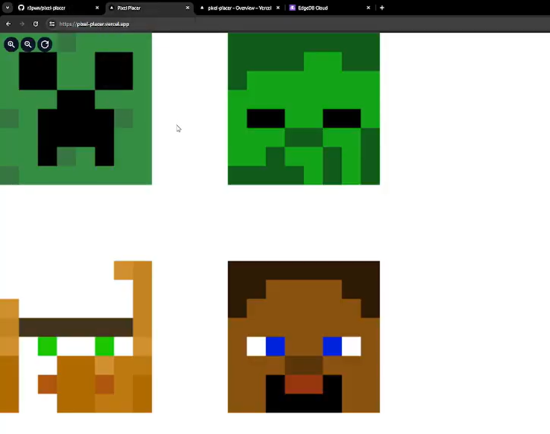 A preview of the "Pixel Placer" homepage