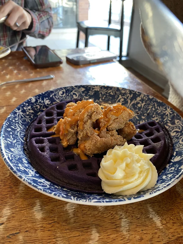Ube Waffles And Chicken at Cebu Chicago