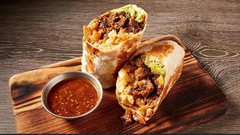 Burrito at Cruz Blanca Brewpub