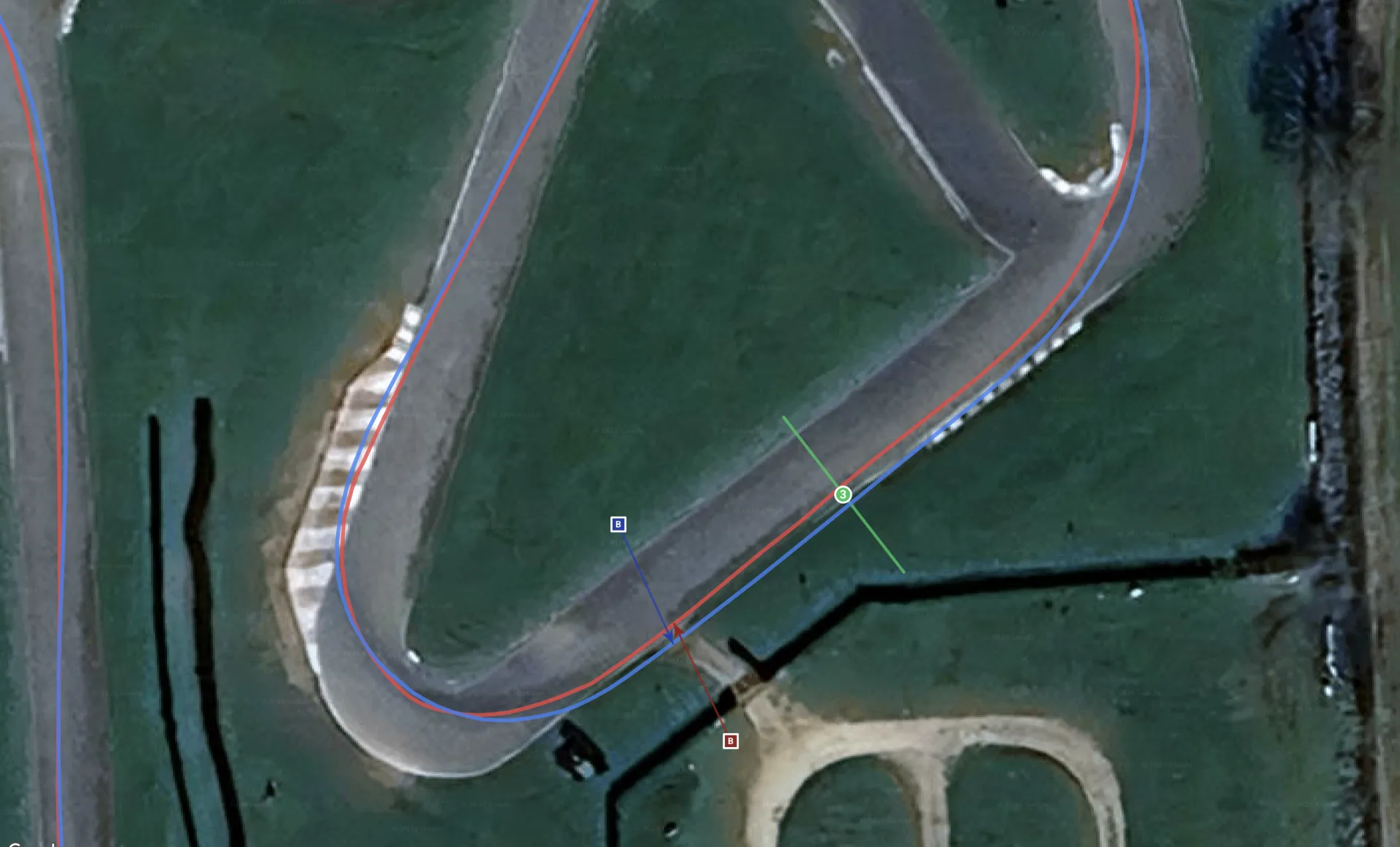 GoPro GPS accuracy shown as a racing line and lap times on a kart circuit