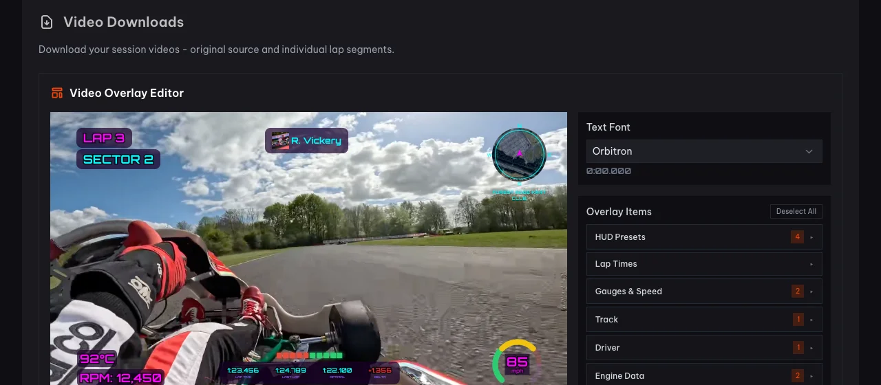 Video overlay editor with telemetry customisation and MP4 export