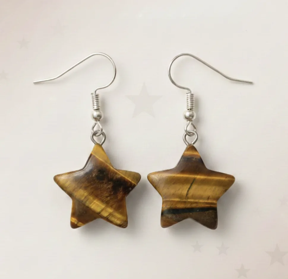 Tiger Eye Star Earrings