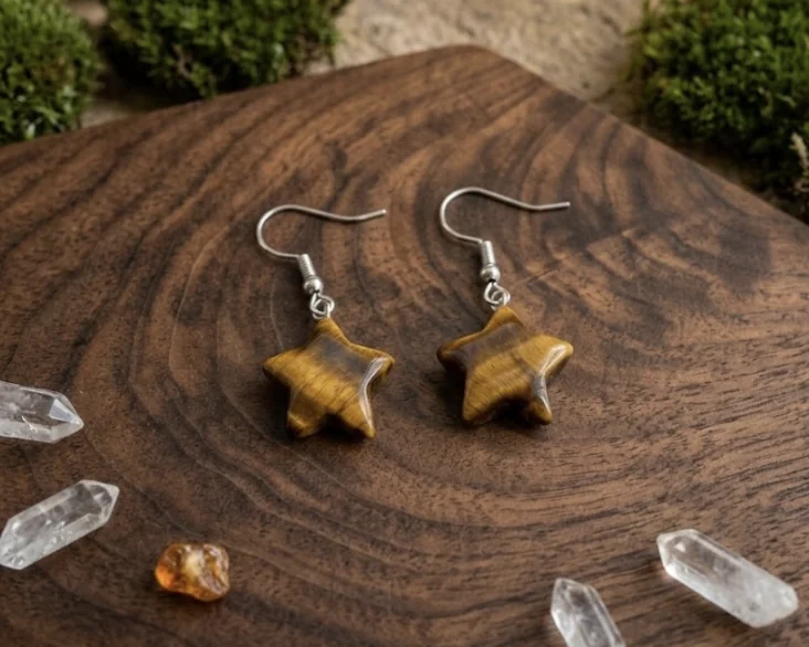 Tiger Eye Star Earrings image 2