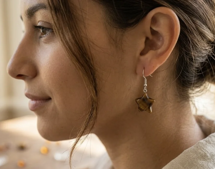 Tiger Eye Star Earrings image 3