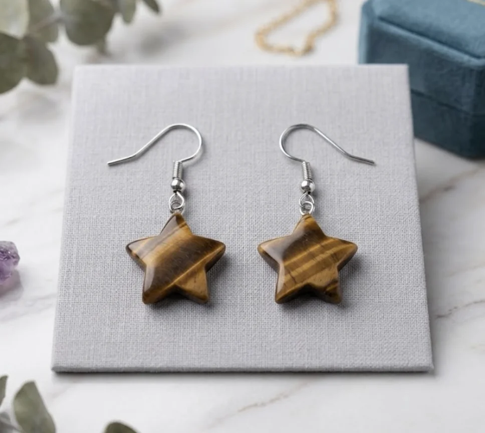 Tiger Eye Star Earrings image 4