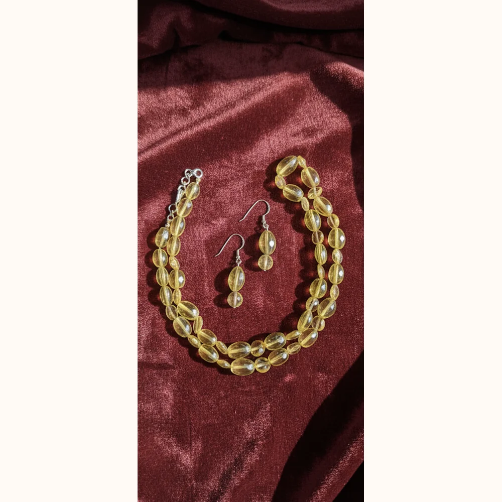Lemon Quartz Barrel Necklace