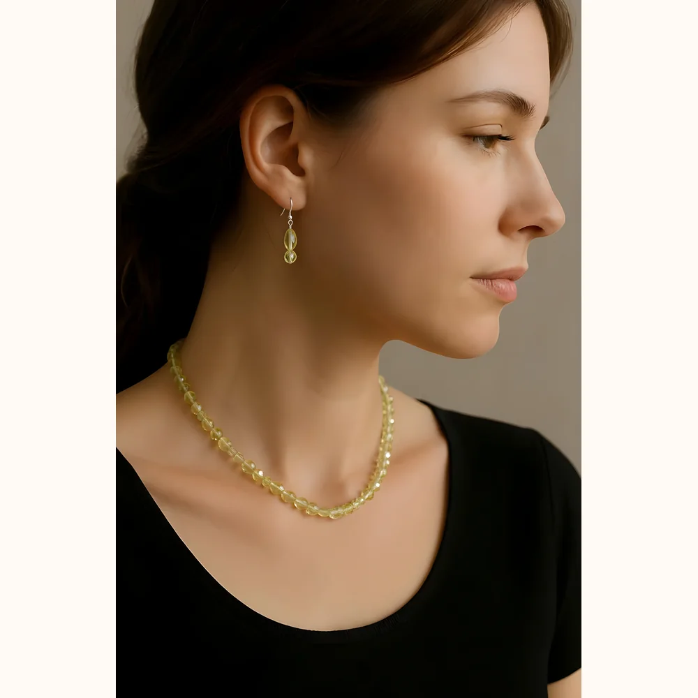 Lemon Quartz Barrel Necklace image 2
