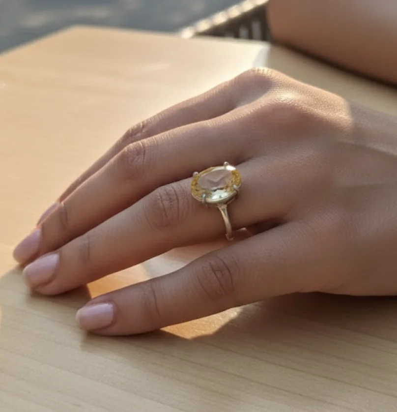 Diamond Cut Citrine Ring image 2