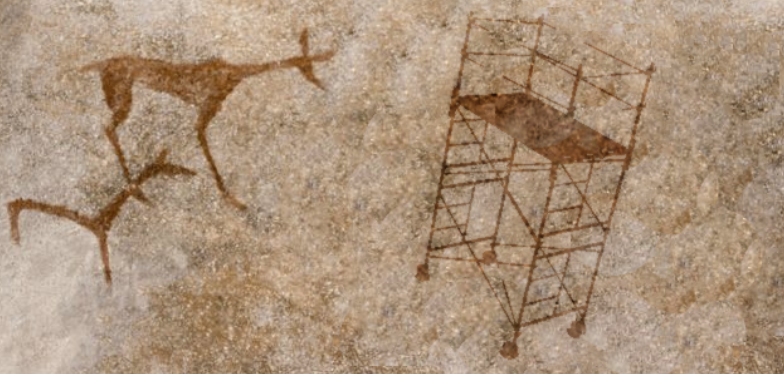 Ancient scaffolding depiction