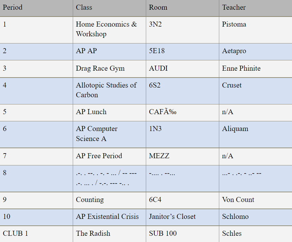 THE SCHEDULE