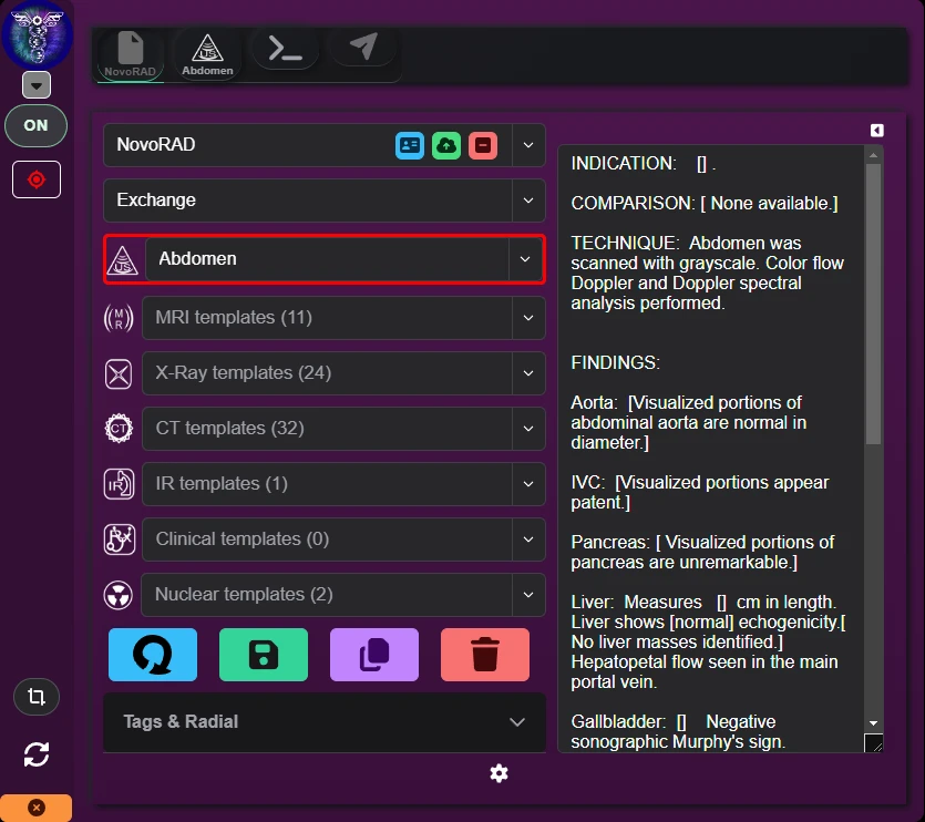 RadiusMD.Ai multi-template menu with AI prompting and real-time editing