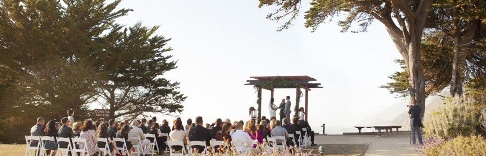 wedding ceremony overlooking ocean