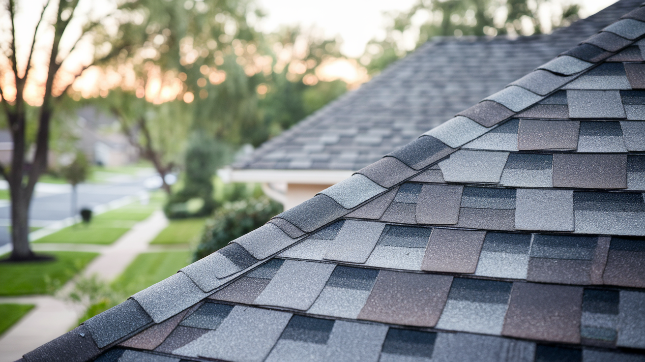 Aged residential roof with visible wear