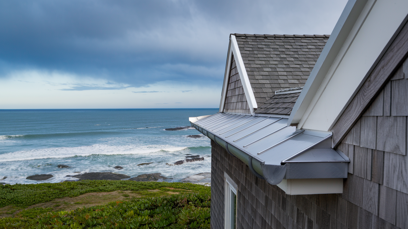 Coastal roof with aluminum drip edge
