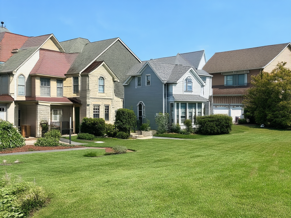 Peaceful suburban homes with varied roof designs