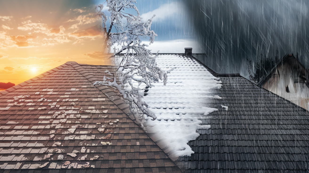 Different types of weather affecting roofs in various regions