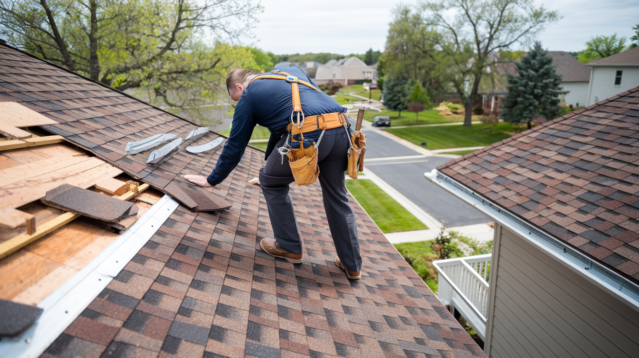 Roofing professional conducting an inspection