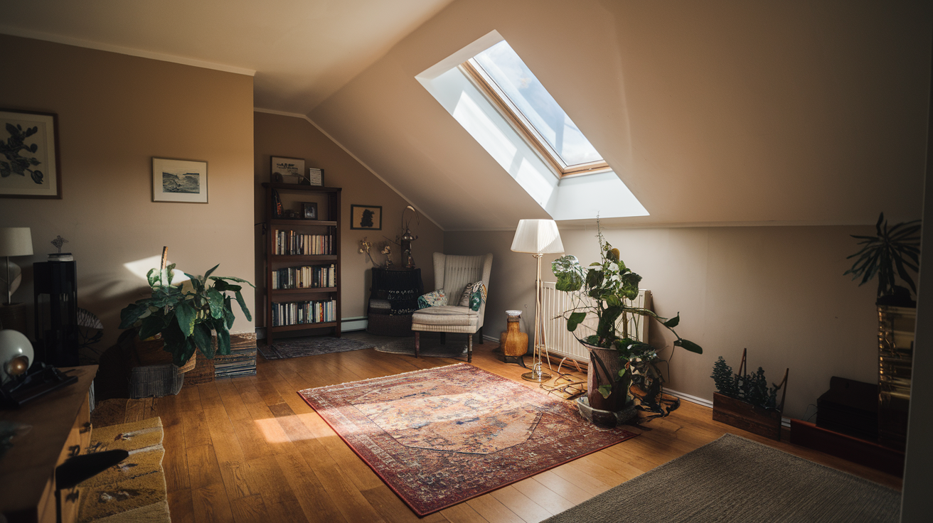 Skylight contributing to solar heating in winter