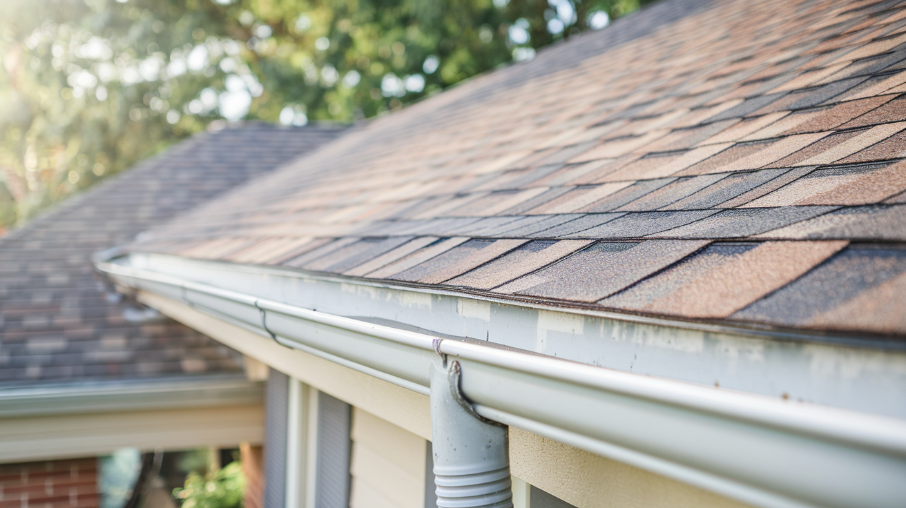A well-maintained roof with clean gutters