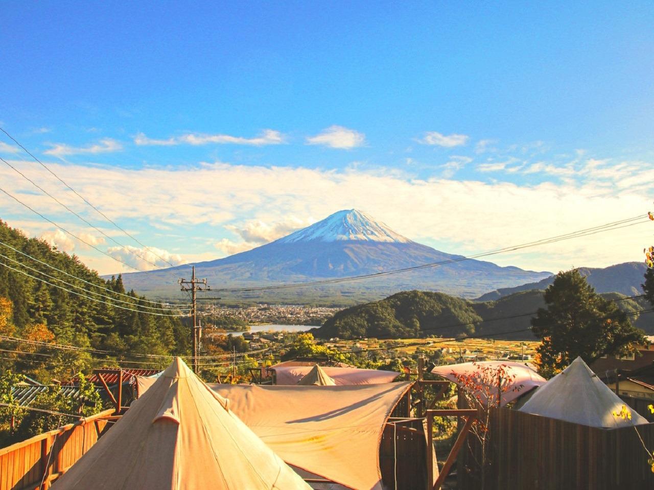 グランピング施設から見える富士山