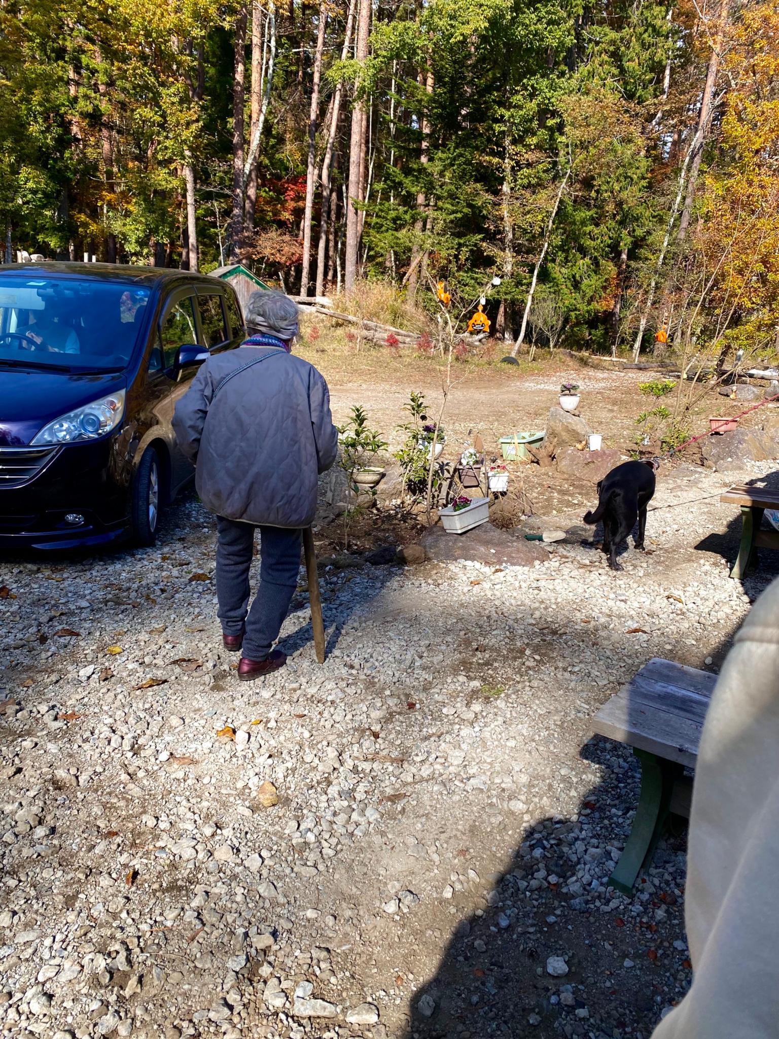 Grandma made her stick from the wood around campsite to walk