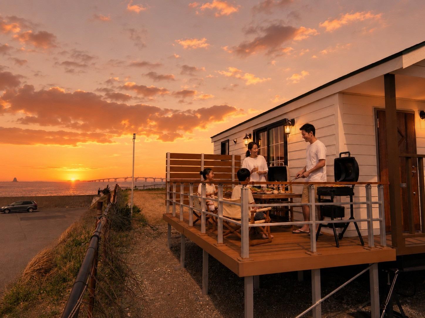 夕暮れのテラスBBQ（イメージ）