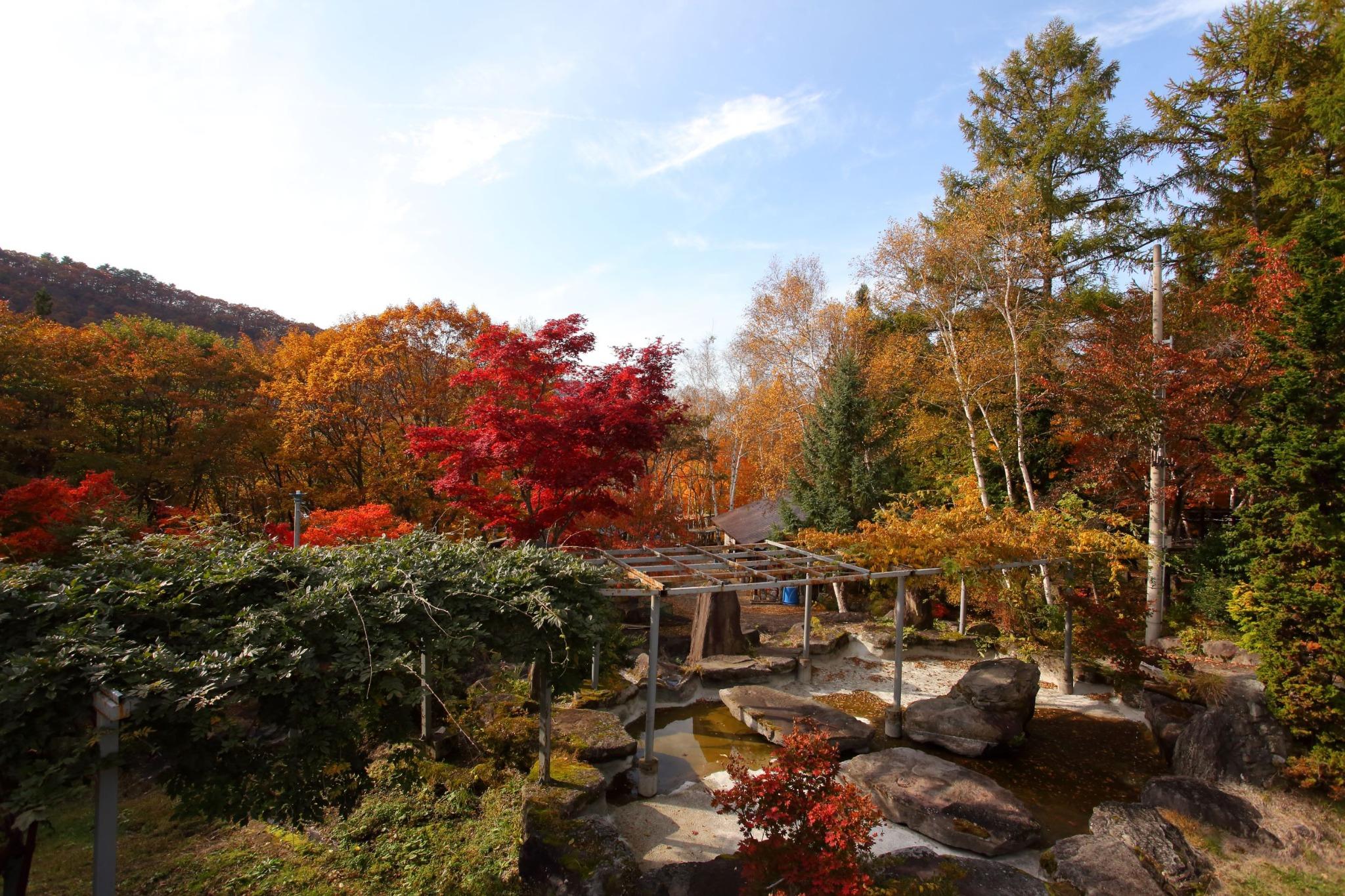 秋の紅葉の後楽亭