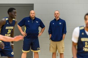 Julian Swartz & Dan Taylor at Georgia Tech men's basketball practice, Zelnak Center, October 11, 2016