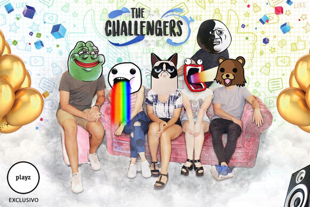 Imagen conceptual con memes de la cabecera del programa de TVE y PLAYZ, "The Challengers", diseñada por Juan Reguera Fernández
