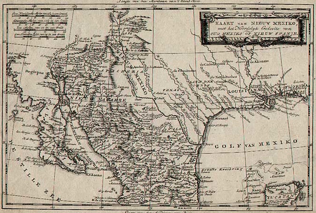 Kaart van Nieu Mexiko, met het Noordelyk Gedeelte van oud Mexiko of