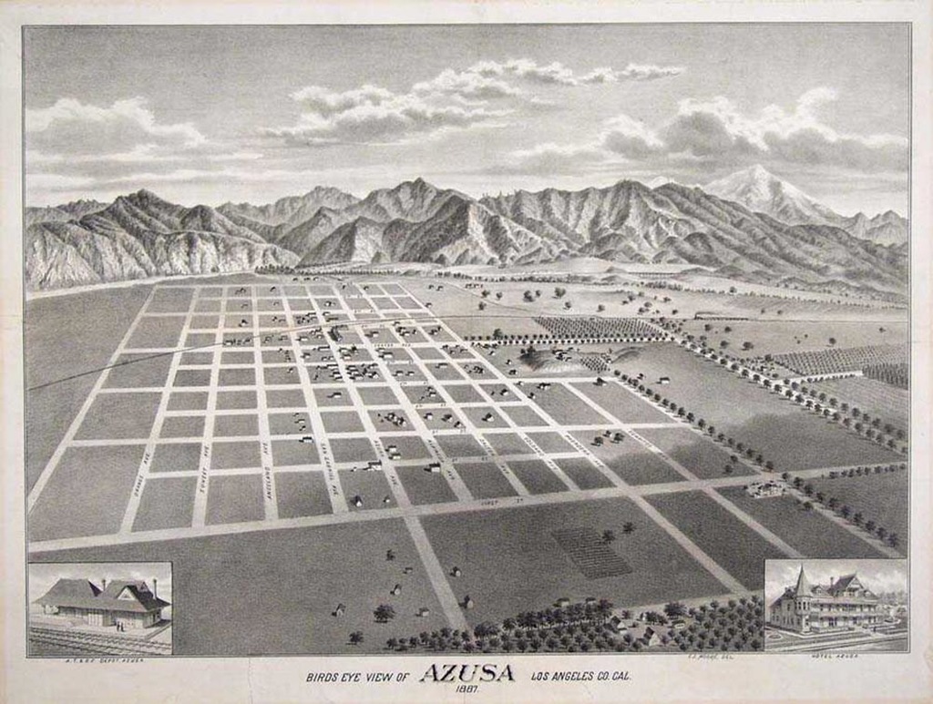 Bird's Eye View of Azusa Los Angeles Co. Cal. 1887 - Barry Lawrence ...