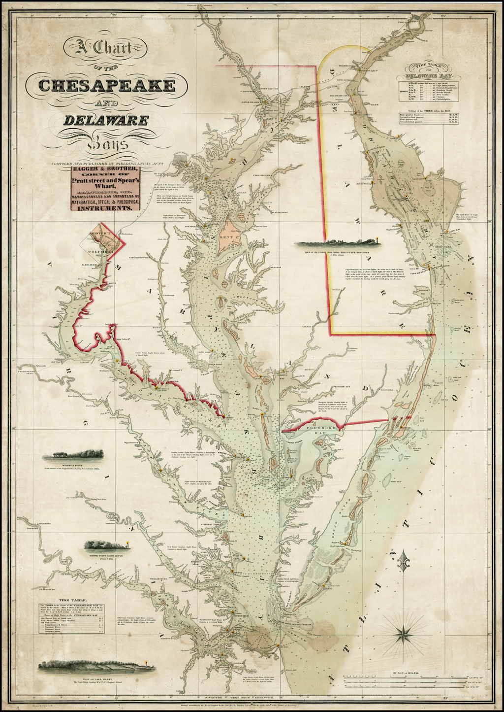 A Chart of the Chesapeake and Delaware Bays. Compiled and Published By ...