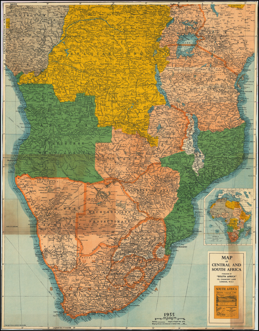 Map of Central and South Africa Published by \, image size:1024x1308