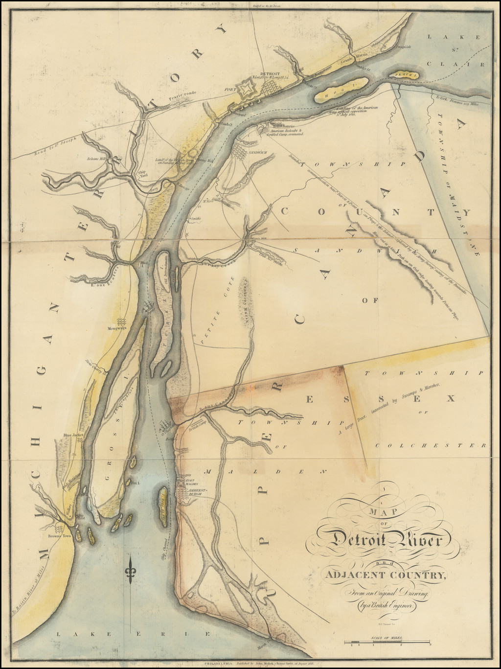 Map Of Detroit River And Adjacent Country From An Original Drawing By   101483 