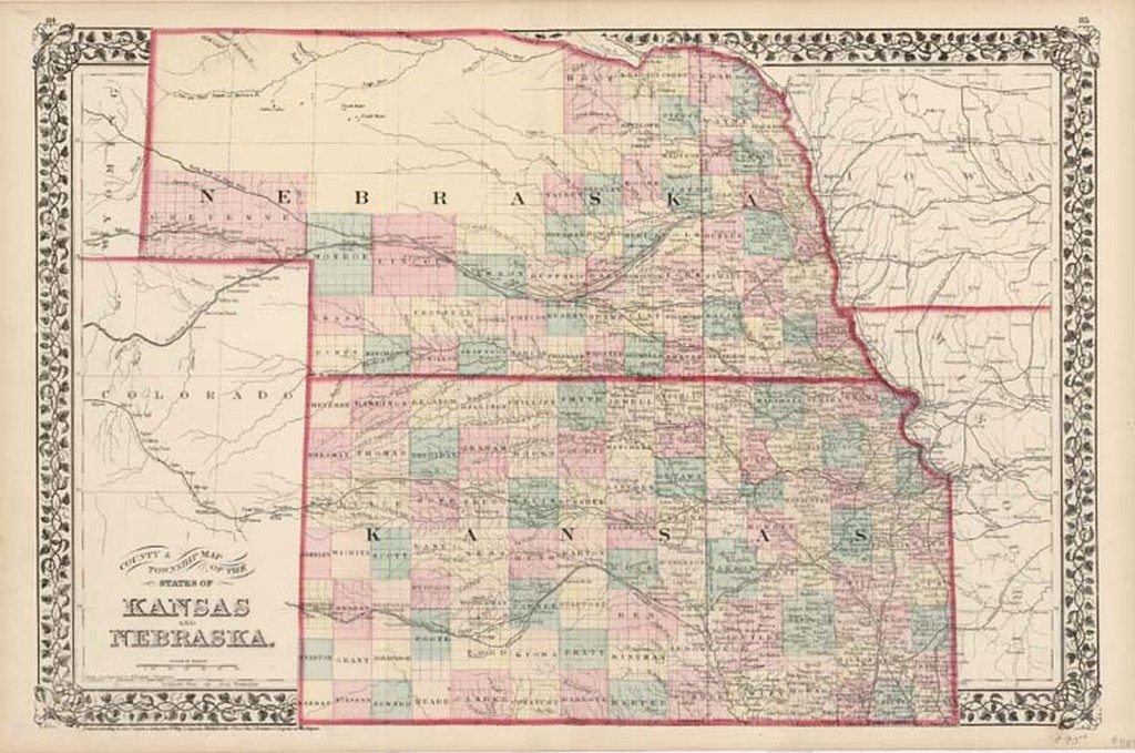 County & Township Map of the States of Kansas and Nebraska Barry