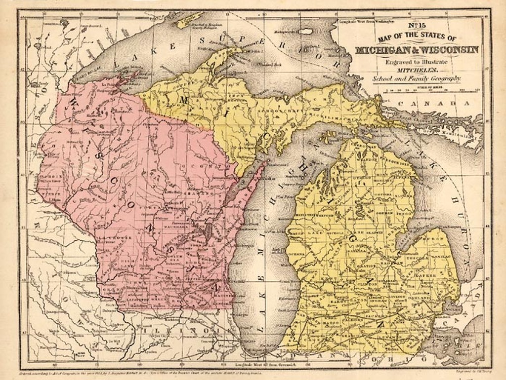 Map of the States of Michigan and Wisconsin - Barry Lawrence Ruderman ...