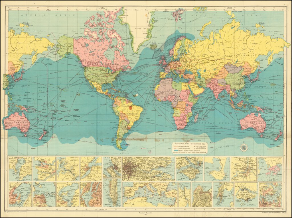 [British Empire Route Chart] Bartholomew's Route Chart of the World ...