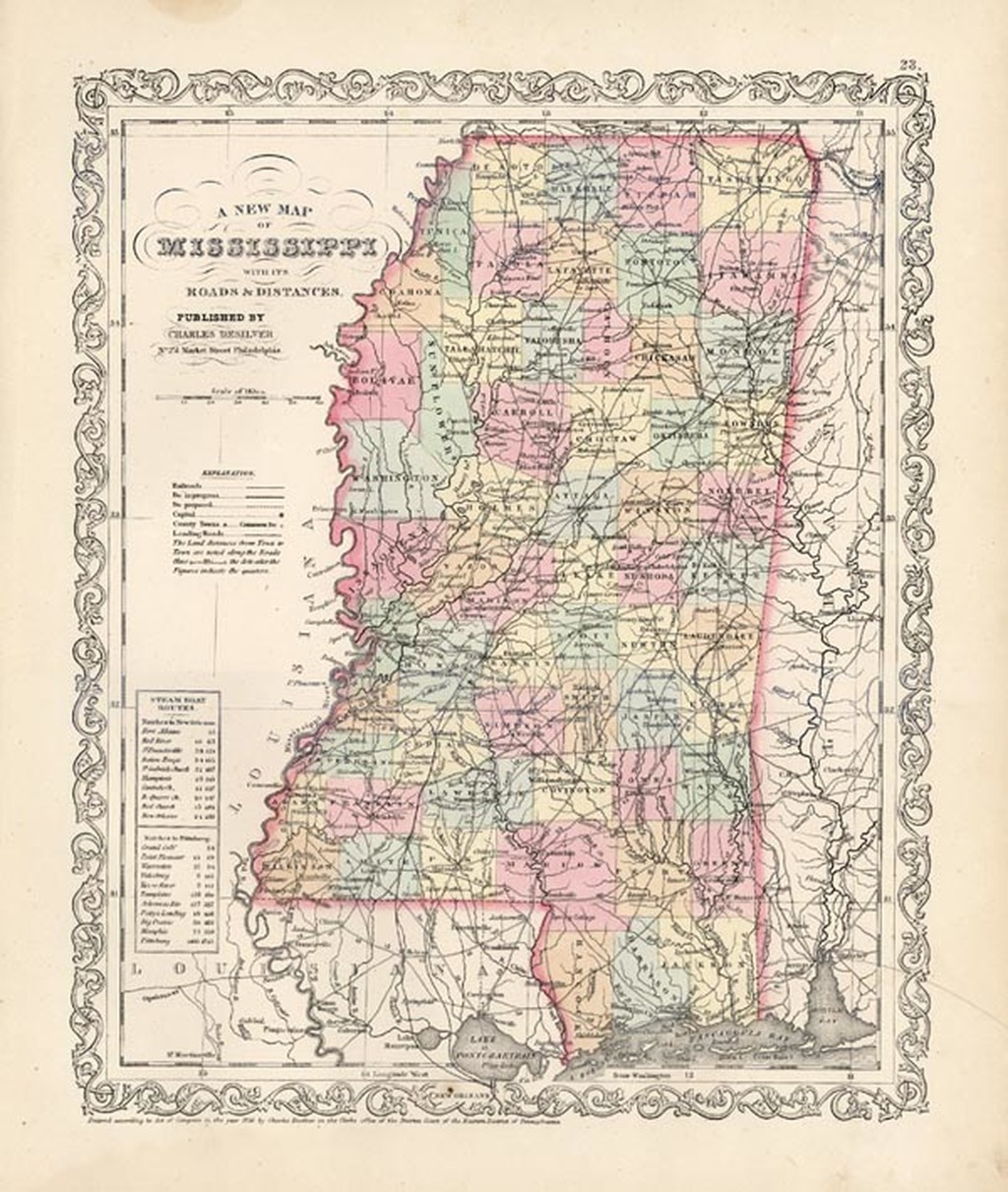 A New Map Of Mississippi with its Roads & Distances … Barry Lawrence