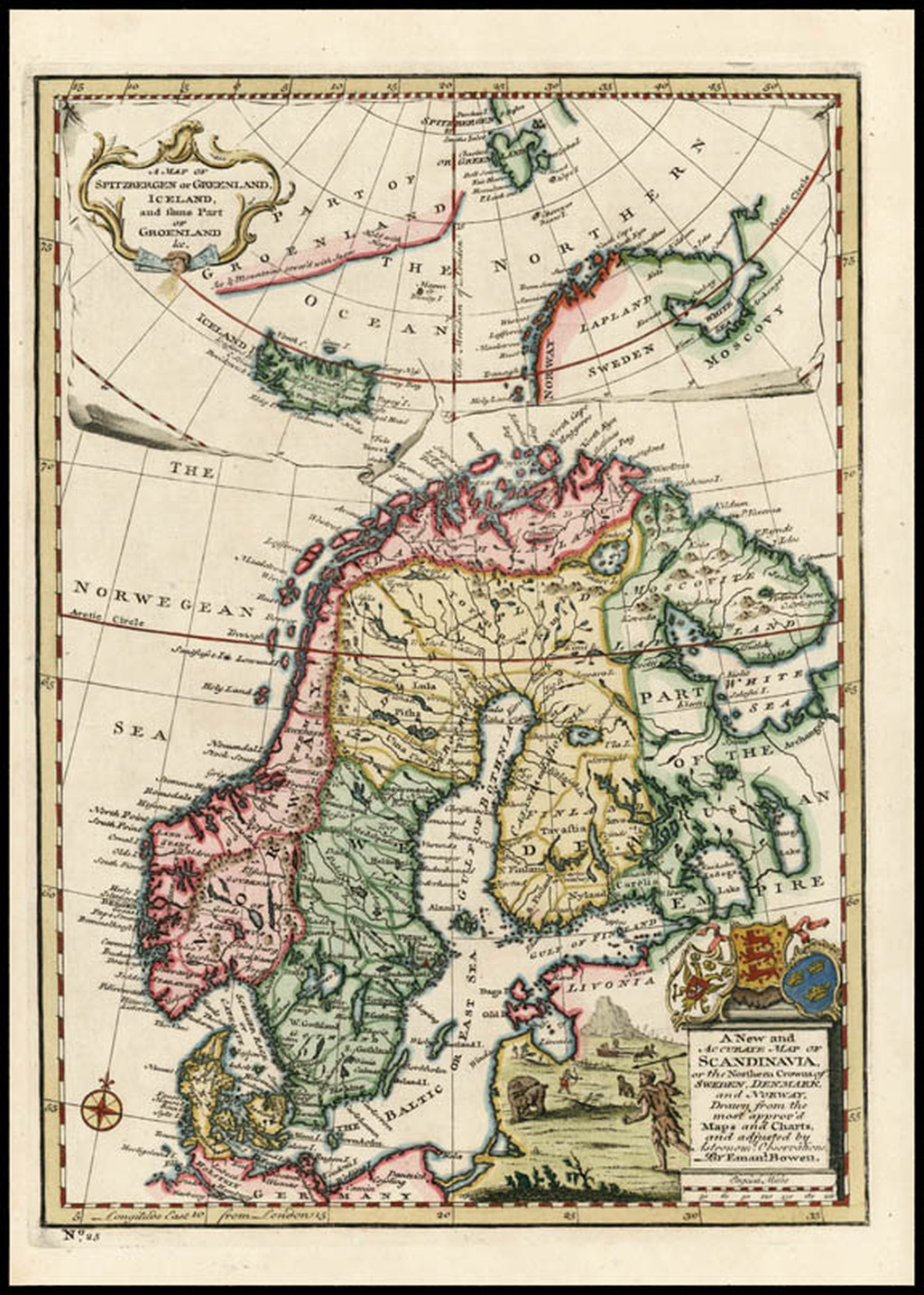 A New And Accurate Map Of Scandinavia Or The Northern Crowns Of Sweden Denmark And Norway 3596