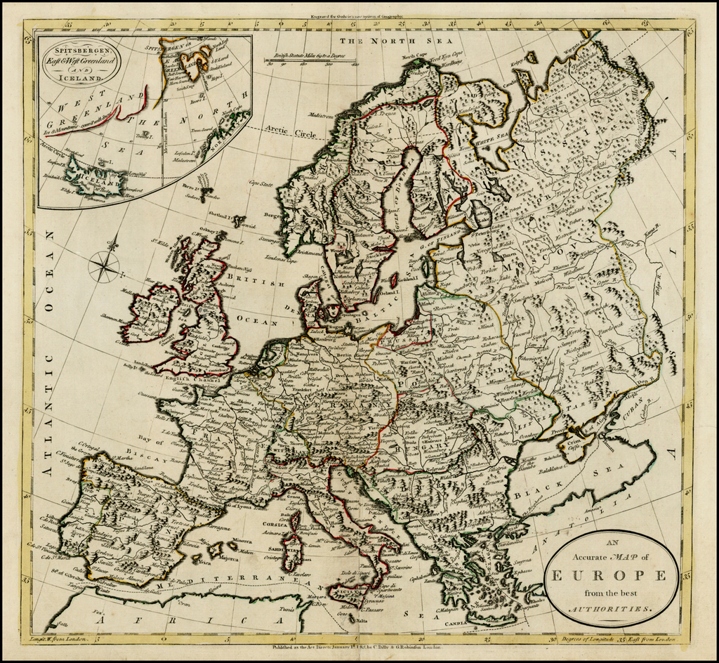 An Acurate Map of Europe from the best Authorities [inset of Iceland ...