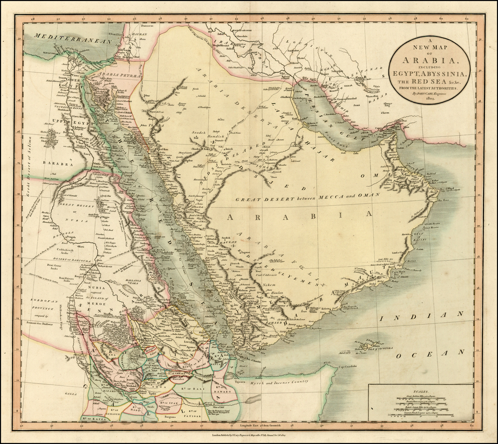 A New Map of Arabia, Including Egypt, Abyssinia, The Red Sea &c &c ...