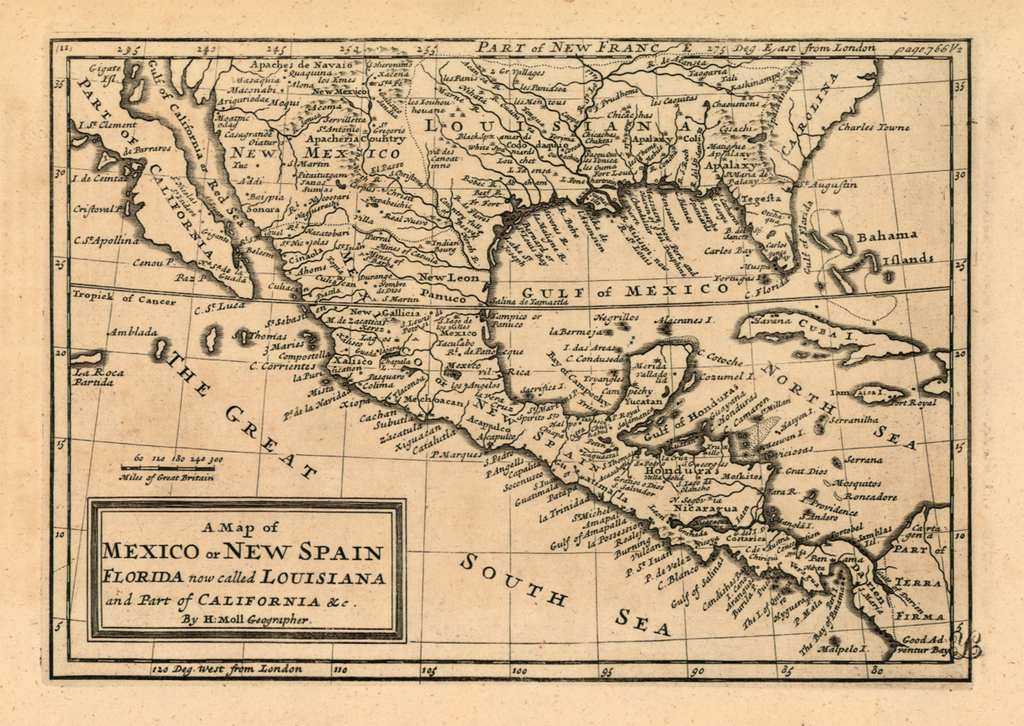 A Map of Mexico or New Spain, Florida now called Louisiana and Part of ...