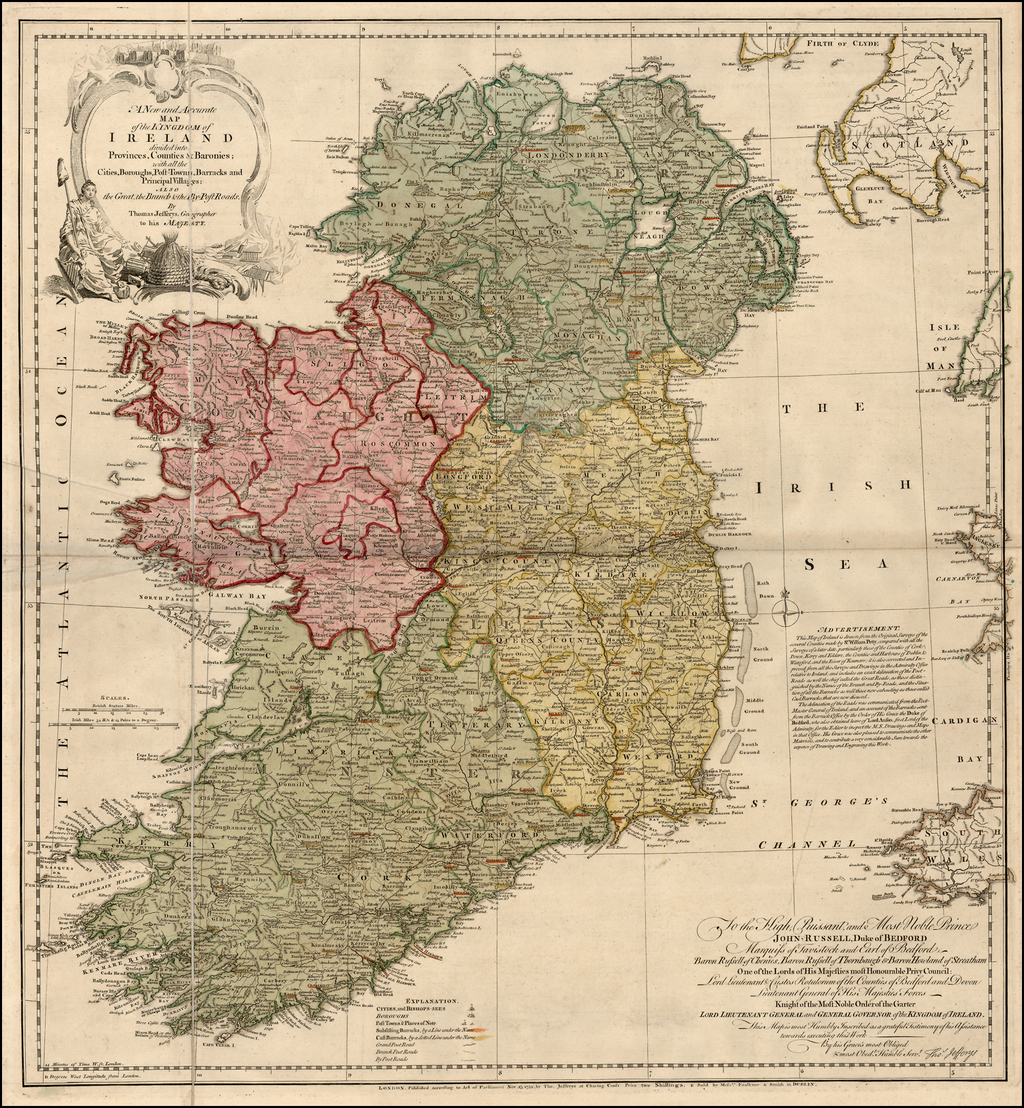 A New and Accurate Map of the Kingdom of Ireland divided into Provinces