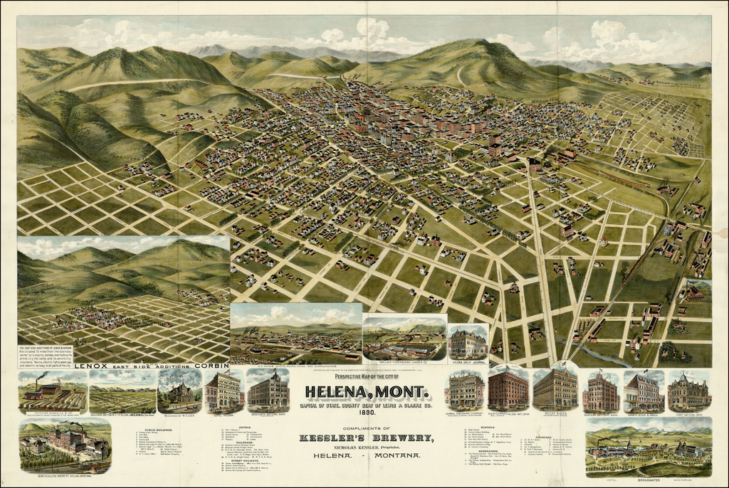 Perspective Map of the City of Helena, Mont. Capital of State, County