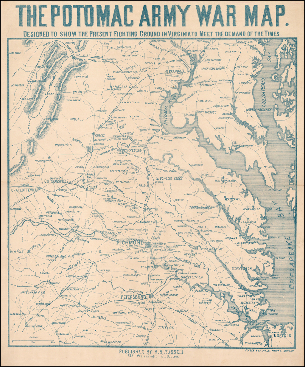 The Potomac Army War Map Designed To Show The Present Fighting Ground ...