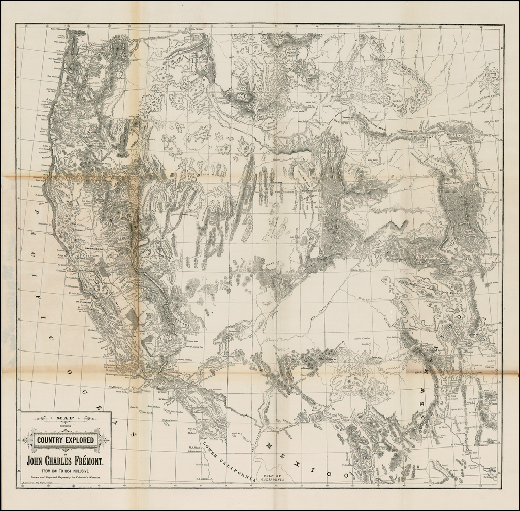 Map Showing the Country Explored by John Charles Fremont. From 1841 to 1854 Inclusive - Barry 