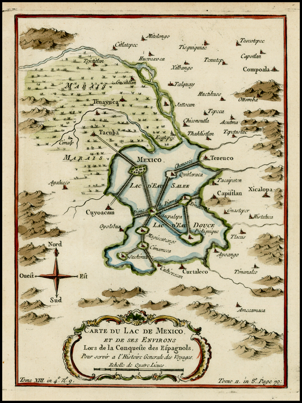 Carte Du Lac De Mexico Et De Ses Environs Lors De La Conqueste Des Espanols Barry Lawrence Ruderman Antique Maps Inc