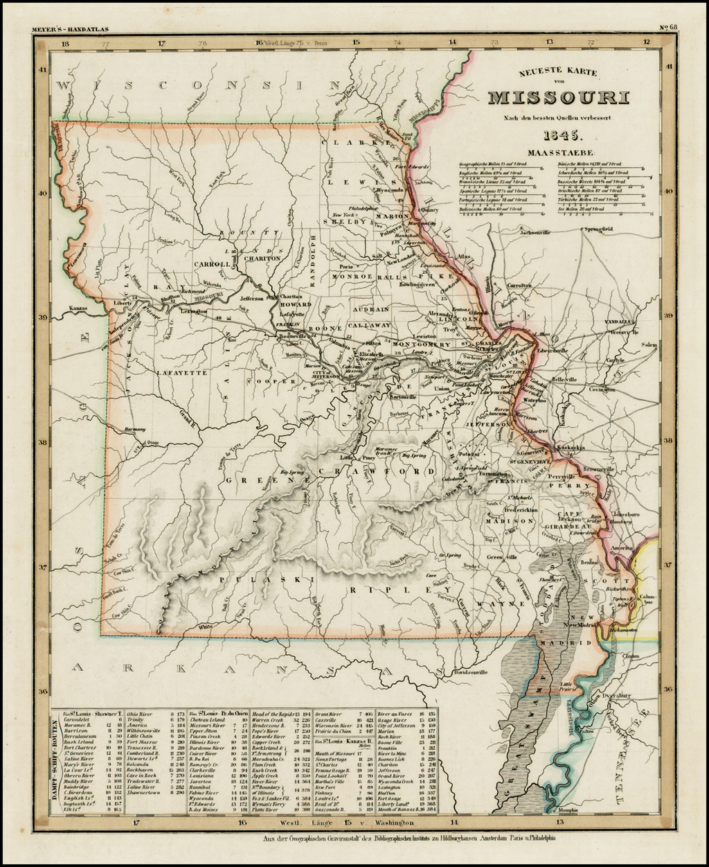 Neueste Karte Von Missouri 1845 Barry Lawrence Ruderman Antique   27588 