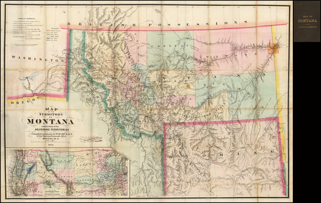 map of the territory of montana with portions of the adjoining