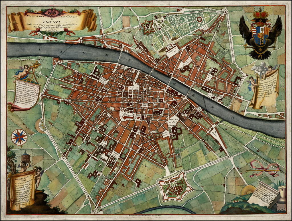Pianta Della Citta di Firenze nelle seu vere misure colla descrizione dei  luoghi piu notabili di ciascun Quartiere - Barry Lawrence Ruderman Antique  Maps Inc., image size:1024x777